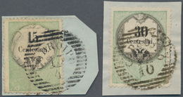 Österreich - Lombardei Und Venetien - Stempelmarken: 1854, 15 C Grün/schwarz Und 30 C Grün/schwarz, - Lombardo-Veneto