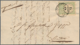 Österreich - Lombardei Und Venetien - Stempelmarken: 1854, 15 C Grün/schwarz, Kupferdruck, übergehen - Lombardo-Vénétie
