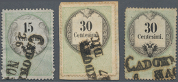 Österreich - Lombardei Und Venetien - Stempelmarken: 1854, 15 C Grün/schwarz, Kupferdruck, 30 C Grün - Lombardy-Venetia