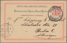 Österreichische Post In Der Levante: 1893/1900, Vier Bedarfsgerecht Verwendete Ganzsachenpostkarten - Oostenrijkse Levant