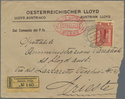 Österreichische Post In Der Levante: 1914, 2 Pia. Rot Auf Gelb Als Einzelfrankatur Auf R-Brief Des Ö - Oriente Austriaco