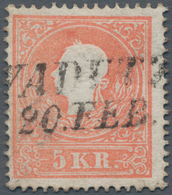 Österreich - Verwendung In Liechtenstein: 1858, 5 Kr. Rot Kaiserkopf Nach Links Mit L2 VADUTZ, Kab.s - Altri & Non Classificati