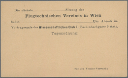 Österreich - Flugpost: 1883, Ganzsachenkarte 2 Kr. Braun Mit Rs. Vordruck Des FLUGTECHNISCHEN VEREIN - Autres & Non Classés