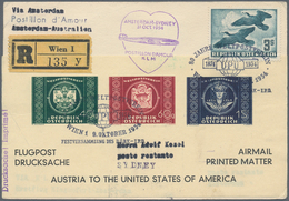 Österreich - Flugpost: 1954 (9.10.), Flugpost Vögel 3 S. Sowie UPU-Adresszettel (Austria To The Unit - Autres & Non Classés