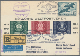 Österreich - Flugpost: 1954 (9.10.), Flugpost Vögel 3 S. Sowie UPU-Adresszettel (mit Priv. Zudruck) - Autres & Non Classés