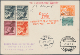 Österreich - Zeppelinpost: 1933, ZEPPELIN-Romfahrt Mit 6 Werten Auf Ganzsachenkarte Bis Neapel (Si 2 - Andere & Zonder Classificatie