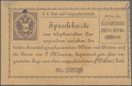 Österreich - Ganzsachen: 1886, Drei Gebrauchte Telefonkarten (Sprechkarten Zur Telephonischen Corres - Autres & Non Classés