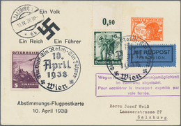 Österreich - Privatganzsachen: 1938 (10.4.), Abstimmungs-Flugpostkarte Mit Wertstempel 10 Gr. Pilote - Altri & Non Classificati