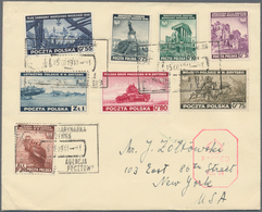 Polen: 1941, 5 Gr Violet To 1,50 Zf Brown Complete Set As First Day Cover To New York - Other & Unclassified