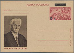 Polen - Ganzsachen: 1949, Revaluation Overprints, Stationery Card 10zl. On 3zl. Carmine "Ignacy Dasz - Ganzsachen