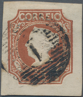 Portugal: 1853, Maria 5r. Brown, Fresh Intense Colour And Clear Embossing, Huge Margins All Around, - Autres & Non Classés