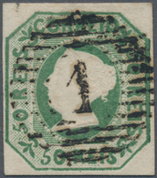 Portugal: 1853, Queen Mary II. 50r. Green Imperforate With Four Good To Wide Margins And Fine Used W - Altri & Non Classificati