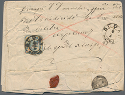 Rumänien: 1862, Single Manual-printed 30 Parale Blue On (double Used) Folded Letter Sent With Double - Brieven En Documenten