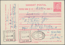 Rumänien - Ganzsachen: 1942, "10.000 Lei" Money Order 4l. Rose Used With "OFICIUL POSTAL MILITAR 18. - Interi Postali