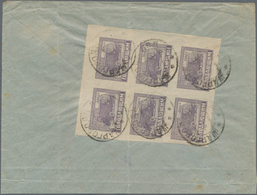 Russland: 1922 (6.11.), Block Of Six Violet Without Value As Multiple Franking On Letter From Scharg - Usados