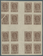 Russland: 1922, 50r. Brown, Cross Gutter Block Of 16, Two Stamps With Distinctive Paper Fold, Mint N - Usati