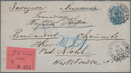 Russland - Ganzsachen: 1899, Commercially Used Postal Stationery Envelope 20 Kop Blue On Bluish Pape - Entiers Postaux