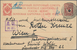 Russland - Ganzsachen: 1914, Commercially Used And Censored Postal Stationery Card 4 Kop. Red, Sent - Stamped Stationery