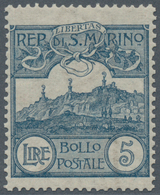 San Marino: 1903, 5 L Blue Mint Never Hinged - Andere & Zonder Classificatie