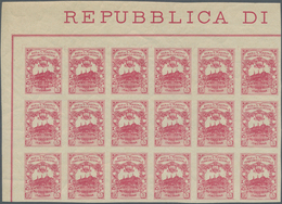 San Marino: 1916, Imperforate PROOF For UNISSUED RED CROSS Stamp 'Pro Croce Rossa' 10+5cent. Carmine - Autres & Non Classés