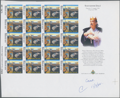 San Marino: 2004, Paintings, 1.70€ "Salvador Dali", IMPERFORATE Proof Sheet Of 20 Stamps With Orname - Autres & Non Classés