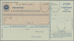 San Marino - Ganzsachen: 1903. Money Order Postal Stationeries, 05 C - 80 C, Complete Set Of Six Min - Postal Stationery