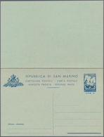 San Marino - Ganzsachen: 1947. L4 + L4 Blue On Blueish Paper Postal Stationery Double Card. Fine Min - Postwaardestukken