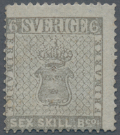 Schweden: 1855, 6 Skilling Banco, Light Grey, Unused With ORIGINAL GUM ! Very Fine And Fresh. This O - Usati