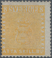 Schweden: 1868 Reprint Of 1855 8 Sk. Yellow, Reprint Type II, Unused Without Gum, Fresh And Fine. Dr - Usados