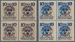 Schweden: 1916, "Landstormen" Overprints On Postage Dues, Complete Set Of Ten Values In Blocks Of Fo - Usados