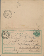 Schweden - Ganzsachen: 1891, Commercially Used Postal Stationery Card 15 + 15 öre Bluegreen On Yello - Postal Stationery