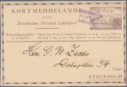 Schweden - Ganzsachen: 1926 Private Townpost Of Stockholm, Commercially Local Used Postal Stationery - Postwaardestukken