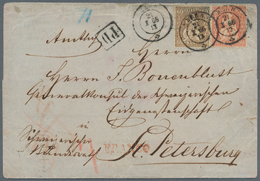 Schweiz: 1862 Sitzende Helvetia 60 Rp. Kupferbronze Zusammen Mit 30 Rp. Zinnober Auf Faltbriefhülle - Unused Stamps