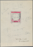 Schweiz: 1880 (ca.): RÜTLI-Essay Als Handgemalter Entwurf In Schwarz/rot/rosa Auf Kariertem Papier, - Unused Stamps