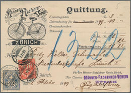 Schweiz: 1899 - Zwei Seltene Postkarten: 1) Karte Des Männer-Radfahrer-Vereins Zürich Mit Herrlicher - Ongebruikt