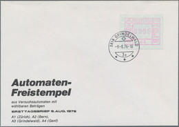 Schweiz - Automatenmarken: 1976 Kompletter Satz Von Vier FDC Aller Standorte (Bern, Genf, Grindelwal - Automatenzegels