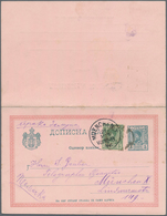 Serbien - Ganzsachen: 1892 Commercially Used Uprated Postal Stationery Reply Paid Card 5 Pa Bluegree - Serbien