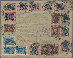 Sowjetunion: 1923, Multicoloured Franked (many Stamps With Revaluation) Registered Airmail Cover Fro - Briefe U. Dokumente