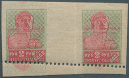 Sowjetunion: 1925, Freimarke 2 Rub Im Waagerechten Paar Ungezähnt, Unten Eine Verschobene Zähnungsre - Cartas & Documentos