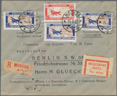 Sowjetunion: 1927 Air 10k.(x3) And 15k. Used On Registered Airmail Cover From Moscow To Berlin, Tied - Brieven En Documenten