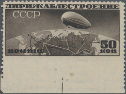 Sowjetunion: 1931 Zeppelin 50k. Bottom Marginal Single, Wmk Sideways And Reversed, Variety IMPERF At - Lettres & Documents