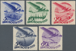 Sowjetunion: 1934 Air Complete Set On Unwatermarked Paper, Mint Never Hinged Except 20k. Which Shows - Covers & Documents