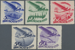 Sowjetunion: 1934 Air Complete Set Of Five, 5k To 50k With Watermark Sideways, 80k With Watermark Up - Lettres & Documents