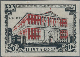 Sowjetunion: 1947 30 Years Of The Soviet Of Moscow Error Blue Colour Is Missed - Cartas & Documentos