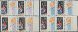 Sowjetunion: 1962 '1st Soviet Space Ship' 10k., Four Marginal Strips Of Four With Se-tenant Stamps/o - Lettres & Documents