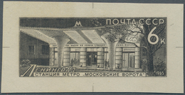 Sowjetunion: 1965, 6 Kop. Metro Station "Moscow Gate", Imperf. Proof In Black On Ungummed Paper, Iss - Brieven En Documenten