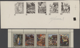 Sowjetunion: 1969 'Fairy Tale' Set Of Five As Imperforated Progressive Proof In Black, Se-tenant Bot - Briefe U. Dokumente