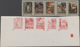 Sowjetunion: 1969 'Fairy Tale' Set Of Five As Imperforated Progressive Proof In Red, Se-tenant Botto - Covers & Documents