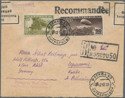 Sowjetunion - Gebührenmarken Für Tauschsendungen: 1936, Registered Cover Franked With 50 Kop. Zeppel - Other & Unclassified