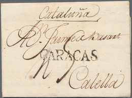 Spanien - Vorphilatelie: 1802 (15 Feb). Very Rare One Liner CARACAS (Venezuela) On Taxed Letter To C - ...-1850 Prephilately